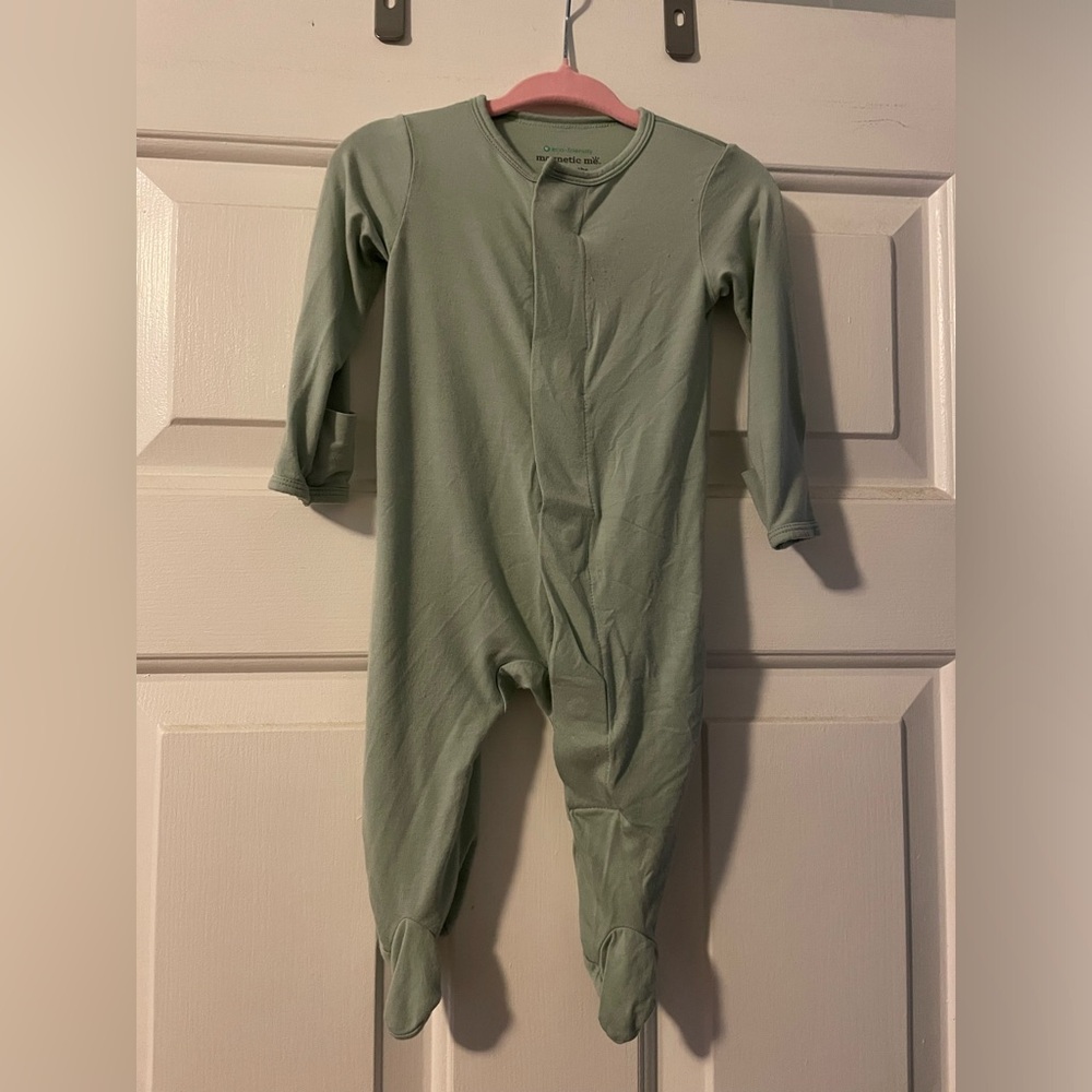 Sage Green Magnetic Me Pajamas, 0-3 Months